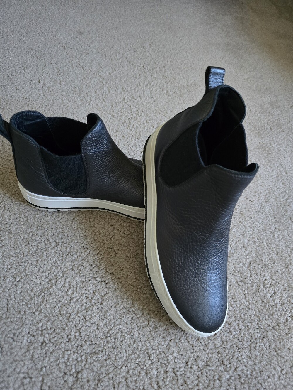 Brunello Cucinelli Black Leather Chukka Boots with White Sole sz 37